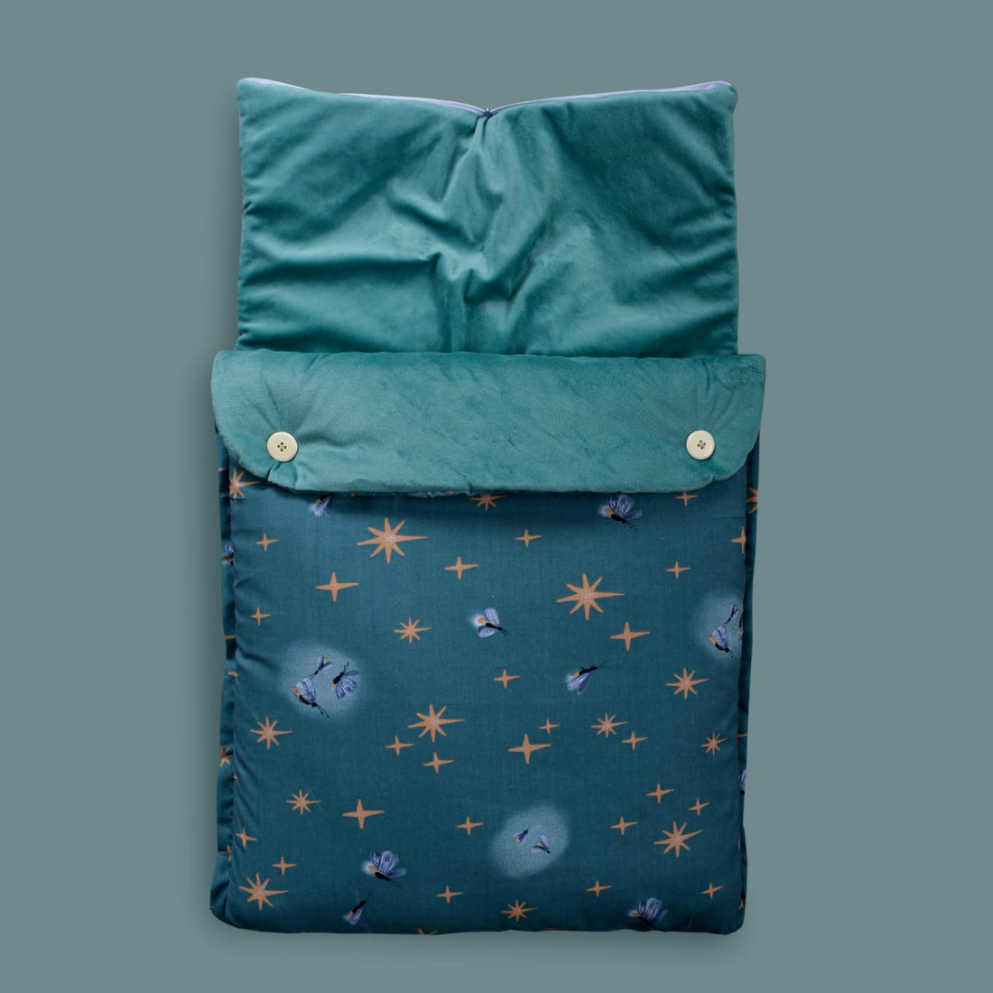 Velvet hooded Baby Carry Nest- Green fireflies