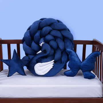 Velvet Straw Braid with Pillows-Blue