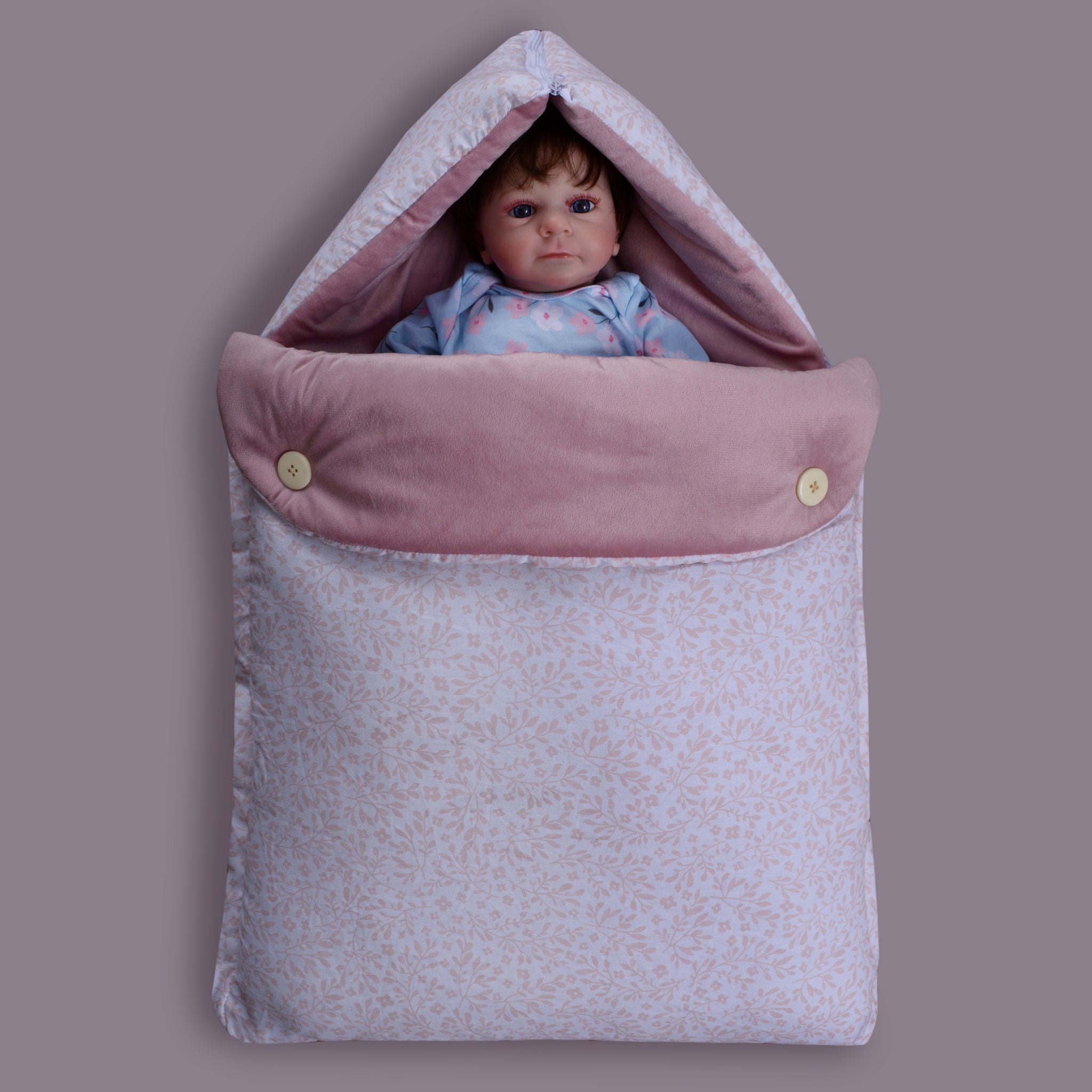 Velvet Hooded Baby Carry Nest-Little Pink Branches