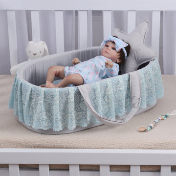 Luxury Cotton Baby Basket-Light Gray