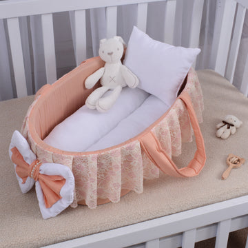 Luxury Cotton Baby Basket-Peach