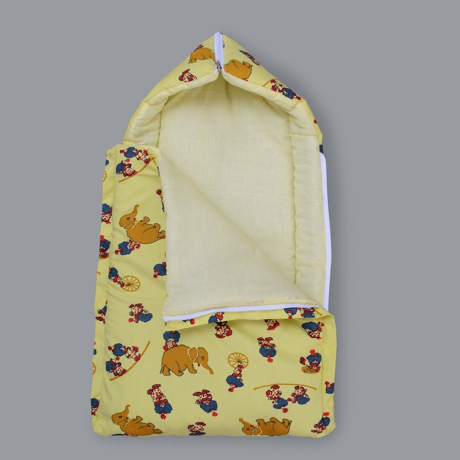 Cotton Printed Baby Carry Nest with Pillows-Yellow